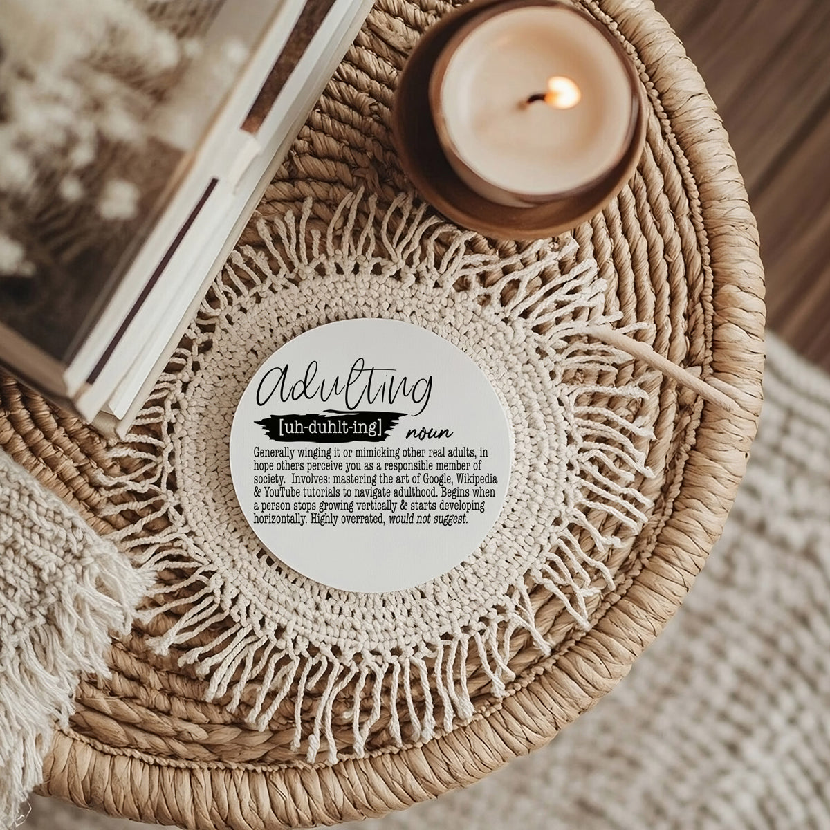 Funny bar coasters
Humorous drink accessories
Sarcastic cocktail coasters
Wine lover definition gifts
Bar cart humor decor